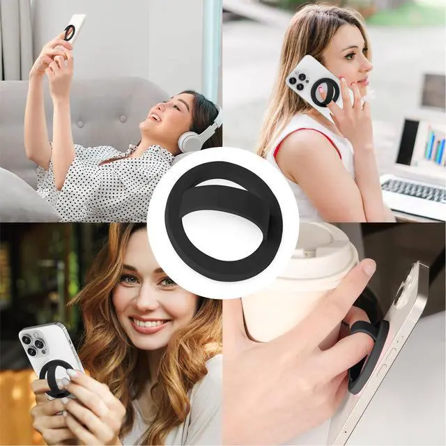 Alt view image 7 of 7 - Magnetic Silicone Ring Grip Phone Holder, Loop Grip Phone Holder,Magnetic Phone Loop,Magsafe Phone Grip,Compatible with Magsafe for iPhone 16/15/14/13/12 Series (Black)