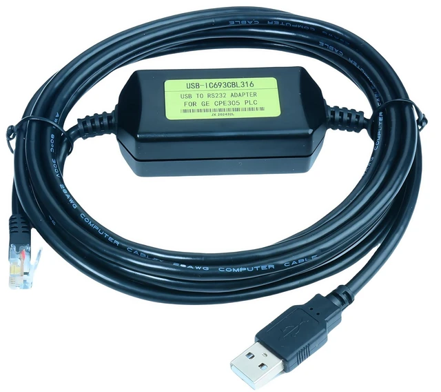 Main image of Washinglee IC693CBL316 USB Programming Cable for GE PLC IC695CPE305 IC693CPU35X Series, for IC693CBL316 Replacement, 10 FT