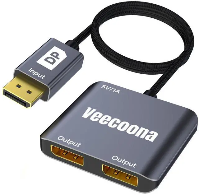 Main image of DisplayPort to Dual DisplayPort Splitter 1 in 2 Out ^^ 4K60Hz, DP Source to DP Splitter Extended Display port splitter for Dual monitors, for Desktop,NVIDIA, AMD Graphics Card - MACOS Not Support MS