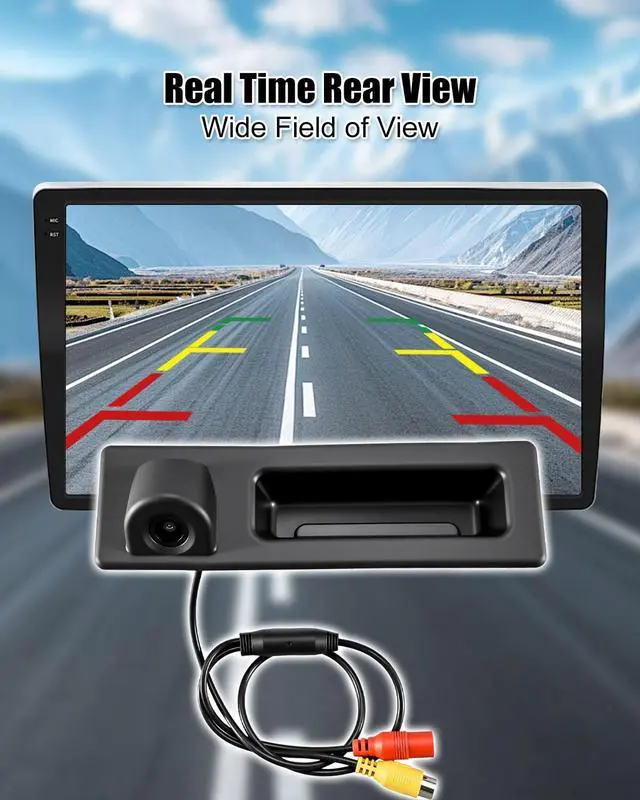 Alt view image 3 of 5 - HD 1280x720p Trunk Handle Backup Camera Fit for BMW F Series 3/4/5 X3 X4 F30 F32 F10 F11 F25 2010-2019, Rear View Reverse Camera with Video Cable Power Cord Replace 51247463163
