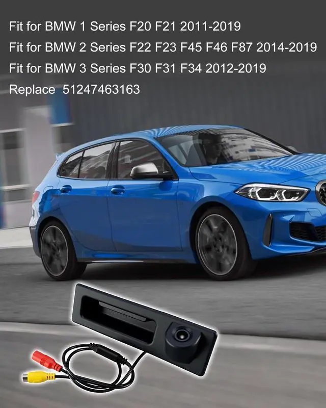 Alt view image 5 of 5 - HD 1280x720p Trunk Handle Backup Camera Fit for BMW F Series 3/4/5 X3 X4 F30 F32 F10 F11 F25 2010-2019, Rear View Reverse Camera with Video Cable Power Cord Replace 51247463163