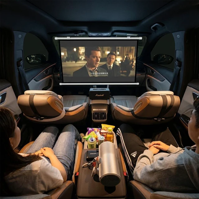 Alt view image 2 of 5 - Small Projector Screen for Car with Hooks 40 inch 16:9 Car Projector Screen