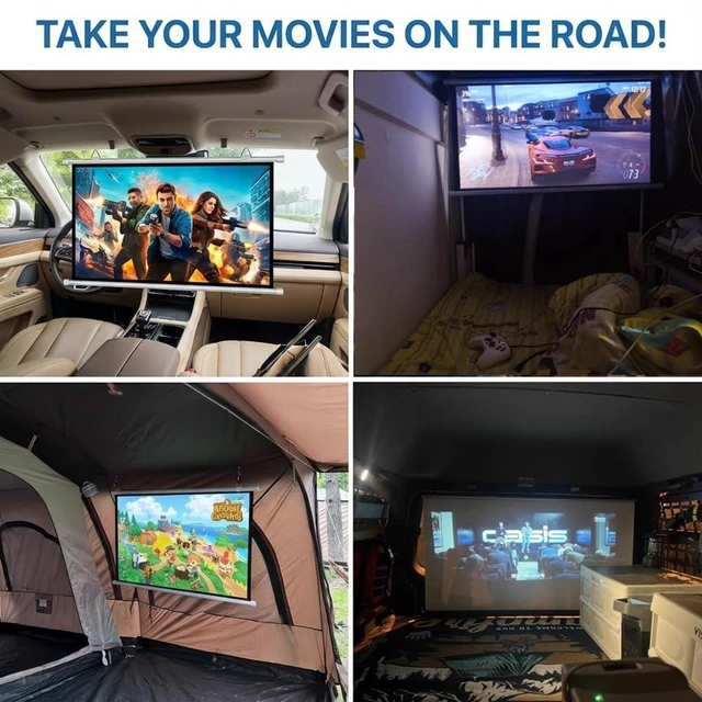 Alt view image 4 of 5 - Small Projector Screen for Car with Hooks 40 inch 16:9 Car Projector Screen