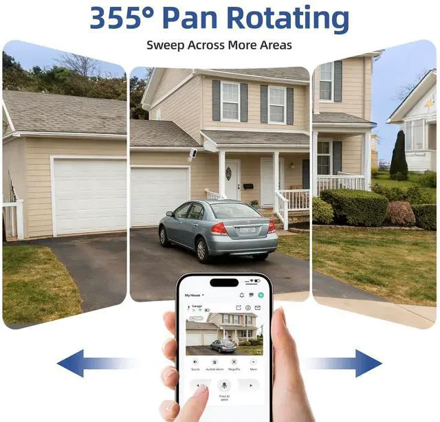 Alt view image 3 of 5 - Security Cameras Wireless Outdoor 355 Pan Rotating 2K Color Night Vision Cameras for Home Security WiFi Battery Outdoor Camera Motion Detection 2-Way Talk IP65 Spotlight Siren SD/Cloud Storage