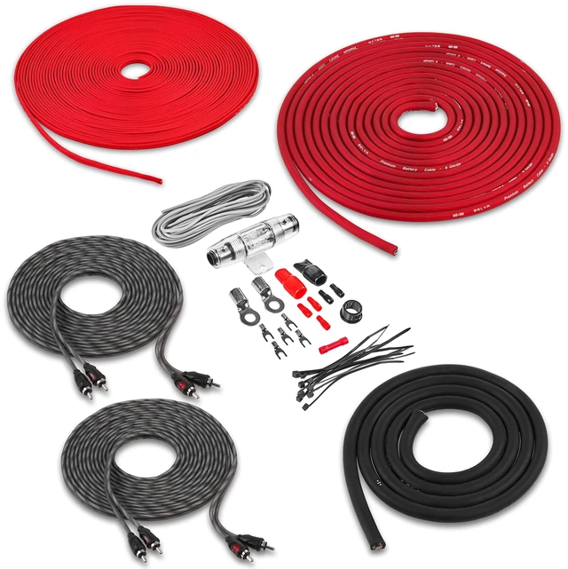 Main image of Belva True 8 Gauge AWG Premium CCA Complete Amplifier Wiring Kit with OFC 4-Channel RCA Cable - BAK84 RED