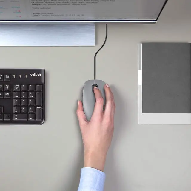 Alt view image 2 of 5 - Logitech M110 Wired USB Mouse, Silent Buttons, Comfortable Full-Size Use Design, Ambidextrous PC/Mac/Laptop - Grey