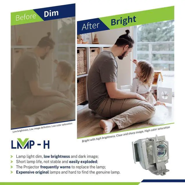 Alt view image 2 of 5 - LMP-H SP.8VH01GC01//MC.JH111.001 Replacement Projector Lamp with Housing Compatible with for OPTOMA BR323 BR326 DH1008 DH1009 DS345 DS346 DX342 DX345 EH200ST HD26 PX3166 GT1070X S312 W300 X312 H112e