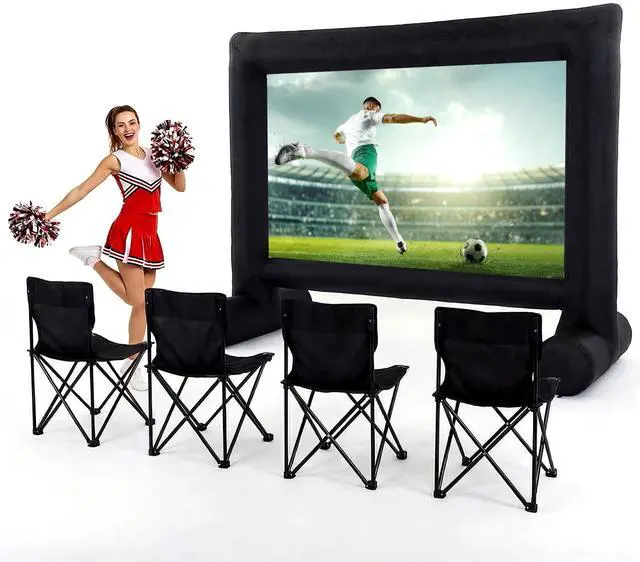 Main image of Threehoney 5 Pcs Set, 16ft Inflatable Projector Screen and 4 Chair, Projector Screen Outdoor for Soccer Event with Air Blower, Bag, Front/Rear Movie Projection for Home Backyard Theater Movie Night
