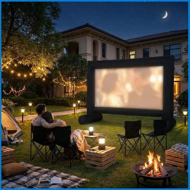 Alt view image 5 of 5 - Threehoney 5 Pcs Set, 16ft Inflatable Projector Screen and 4 Chair, Projector Screen Outdoor for Soccer Event with Air Blower, Bag, Front/Rear Movie Projection for Home Backyard Theater Movie Night