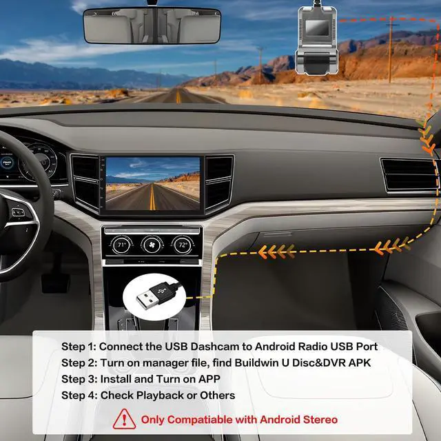 Alt view image 2 of 5 - Hikity USB DVR On-Dash Camera - Loop Recording Dash Camera for Cars with 32GB SD Card 24H Parking Mode Driving Recorder LDWS FCWS Dash Cam for Android Radio Stereo GPS DVD