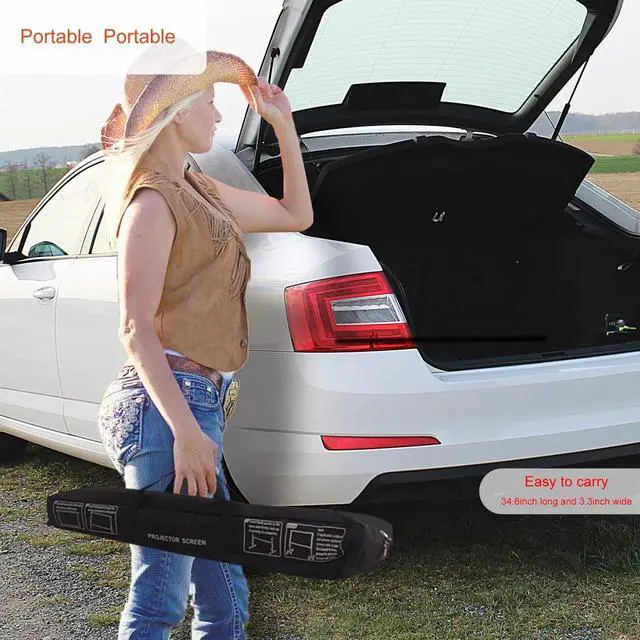 Alt view image 5 of 5 - SKERELL Projector Screen with Stand 120 inch Portable Projection Screen 16:9 4K HD Rear Front Projections Movies Screen with Carry Bag for Indoor Outdoor Home Theater Backyard Cinema Travel