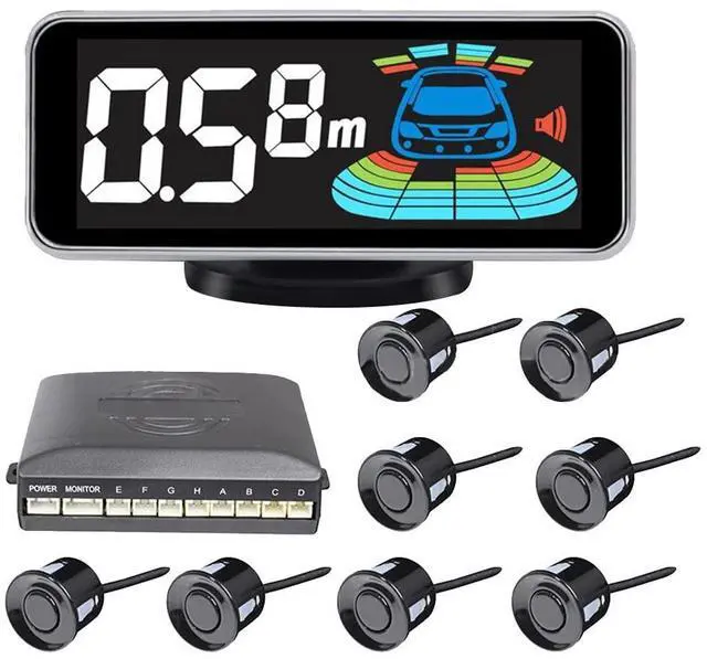 Main image of TOTMOX Car Reverse Radar System Alarm Kit, LED Digital Display Parking Sensor Reversing Radar System Alarm Compatible with most cars, SUVs, MPVs(8 PCS)