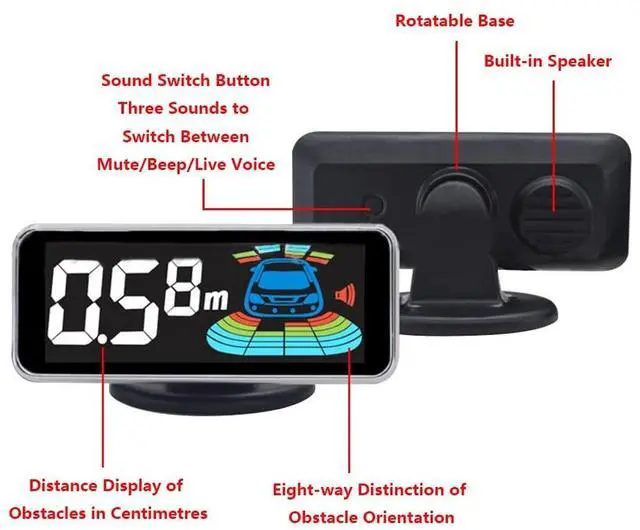 Alt view image 5 of 5 - TOTMOX Car Reverse Radar System Alarm Kit, LED Digital Display Parking Sensor Reversing Radar System Alarm Compatible with most cars, SUVs, MPVs(8 PCS)