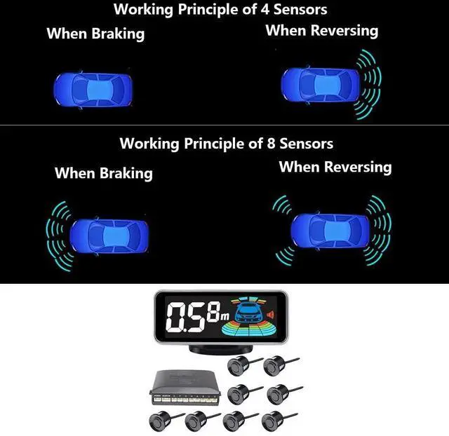 Alt view image 2 of 5 - TOTMOX Car Reverse Radar System Alarm Kit, LED Digital Display Parking Sensor Reversing Radar System Alarm Compatible with most cars, SUVs, MPVs(8 PCS)