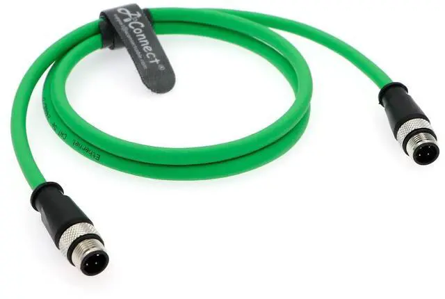 Main image of AConnect M12 4Pin D-Code Male to 4Pin D-Code Male Cat5e Ethernet Waterproof Cable for Industrial Application Shielded Flexible Ethernet Camera 1M/3.28Ft
