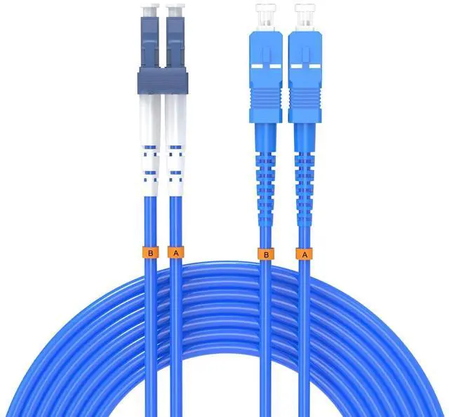Main image of Buacoz 20Meters, LC to SC, Armored Single Mode Duplex Fiber Optic Cables LC-SC Patch Cord Jumper SM SX 65.6FT Blue