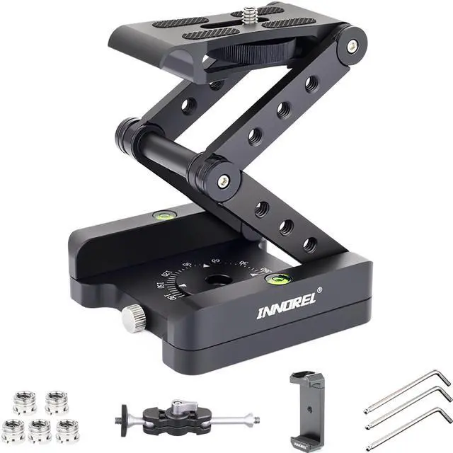 Main image of Z-Flex Tilt Tripod Head-INNOREL MH5 CNC Aluminum Alloy All Metal Flexible Folding Z Pan 360 Horizontal Rotation with Magic Arm and Phone Mounting Clip Max Load 6.61lb for Canon Nikon Sony DSRL Slider