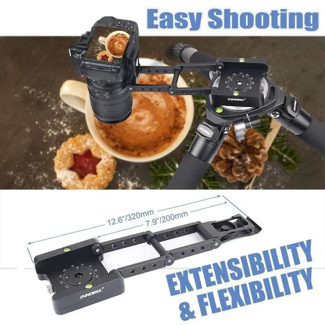 Alt view image 5 of 5 - Z-Flex Tilt Tripod Head-INNOREL MH5 CNC Aluminum Alloy All Metal Flexible Folding Z Pan 360 Horizontal Rotation with Magic Arm and Phone Mounting Clip Max Load 6.61lb for Canon Nikon Sony DSRL Slider