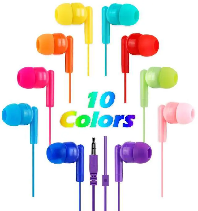 Main image of MENGLALA Earbuds Bulk Kids Classroom Headphones for School 100 Pack Wholesale Students Wired Earphones 3.5mm Multi Colored Perfect for School Classroom Libraries (10 Colors)