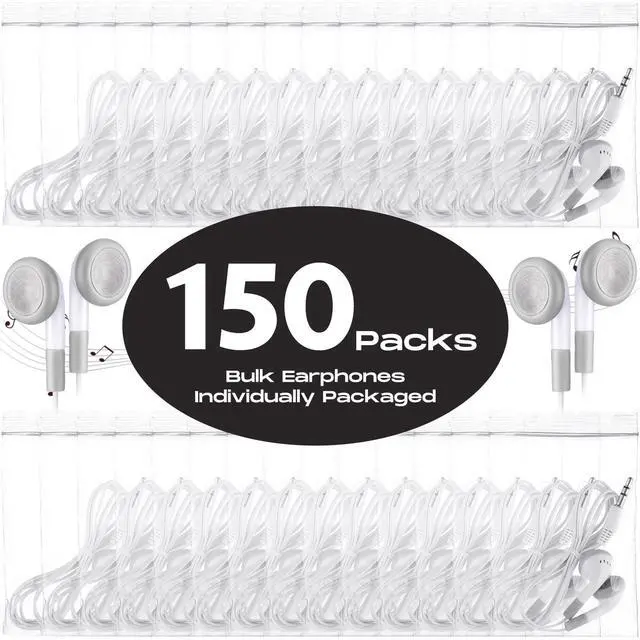 Alt view image 2 of 5 - Konohan 150 Packs Earbuds Bulk Earphones with 3.5 mm Headphones Wired Ear Earbud Wired Earphone for Adult Teacher Office Home Computer Travel Library Individually Packed(White)