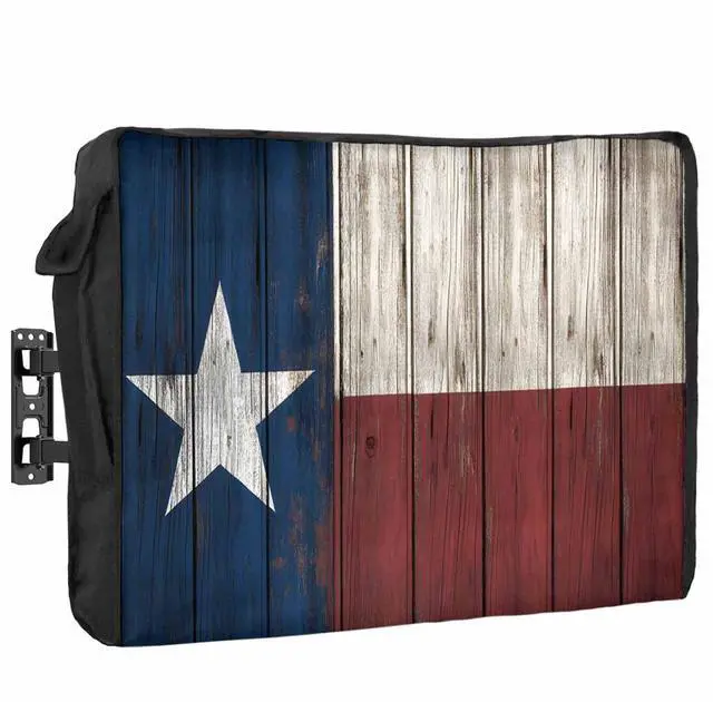 Main image of T&H XHome Outdoor TV Cover - Vintage Wood Texas Flag Waterproof and Weatherproof 60"-65" LCD Movable Shield TV Display Screen Protector Outside Television Covers