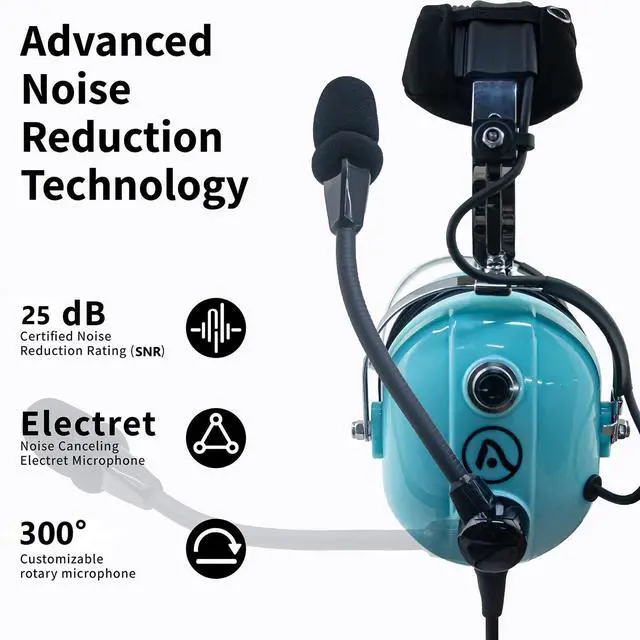 Alt view image 2 of 5 - AIRVOICE Aviation Headset for Ground Control Group Tow Driver with Passive Noise Cancellation, PNR Headset with Earpads and Flexible Microphone, Headset with 10 m Cable, Single Pin Plug
