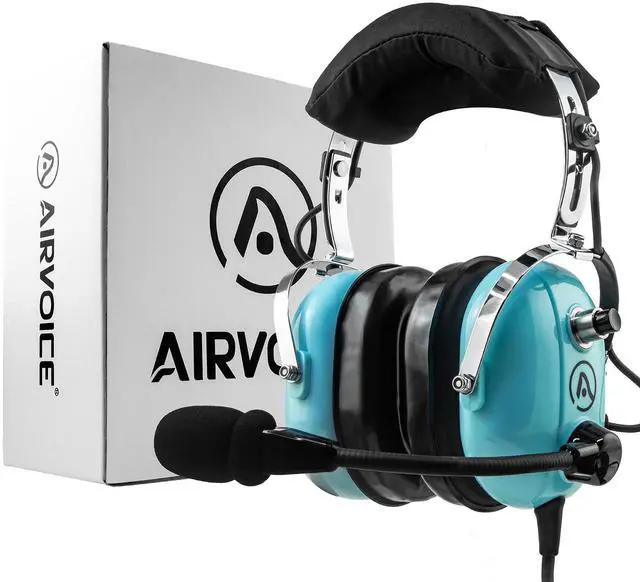 Main image of AIRVOICE Aviation Headset for Ground Control Group Tow Driver with Passive Noise Cancellation, PNR Headset with Earpads and Flexible Microphone, Headset with 10 m Cable, Single Pin Plug