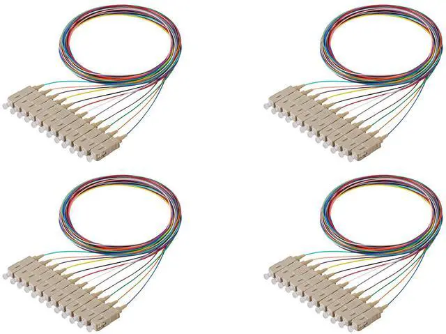 Main image of SpeedyFiberTX 12 Colored 900um Fiber Pigtail, Corning ClearCurve Multimode OM4 Optical Fiber (2 Meter / 6.56 Feet,Beige SC 4 Pack)