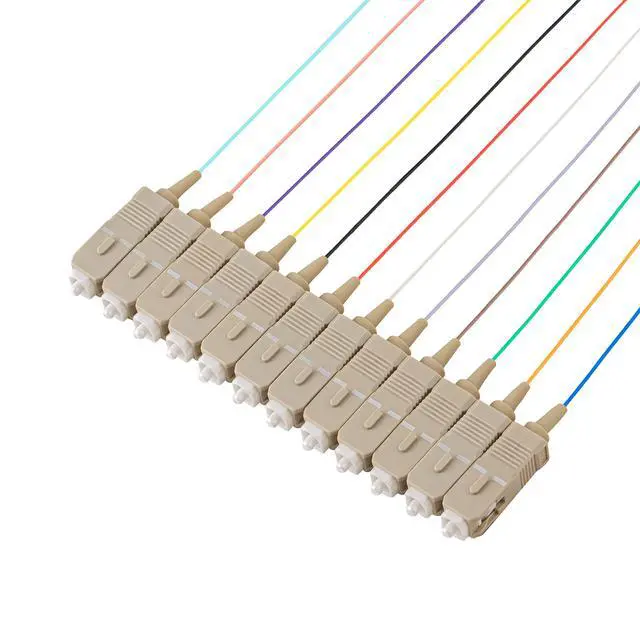 Alt view image 2 of 4 - SpeedyFiberTX 12 Colored 900um Fiber Pigtail, Corning ClearCurve Multimode OM4 Optical Fiber (2 Meter / 6.56 Feet,Beige SC 4 Pack)