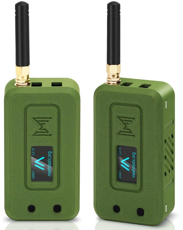 Main image of Meshnology 2 Set ESP32 LoRa V4 Dev Board Kit +L76 GNSS Module +3000mAh Battery +Green Case, ESP32-S3 SX1262 LoRa WiFi Bluetooth 16MB Flash 915MHz Antenna Display Support GPS Solar A rduino Meshtastic