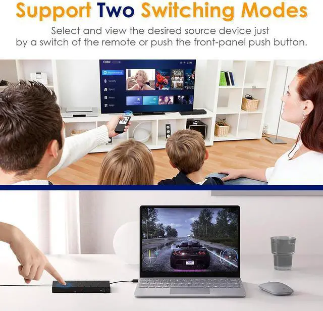 Alt view image 3 of 5 - 5 in 1 Out HDMI/AV Switch, 4K-HD MI+1AV to HDMI Converter Support HDR & HDCP 2.2 & Full 3D with IR Remote Control Compatible with Sega/Xbox/PS1/PS2/Nintendo Switch,Xbox,PS5/PS4,Roku,Apple TV