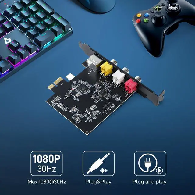 Alt view image 4 of 5 - PCIE Video Capture Card, Ultra-Low Latency Pass-Through Capture Board for Retro Gaming & Legacy AV Devices, Compatible with Windows 8/10/11 & Linux