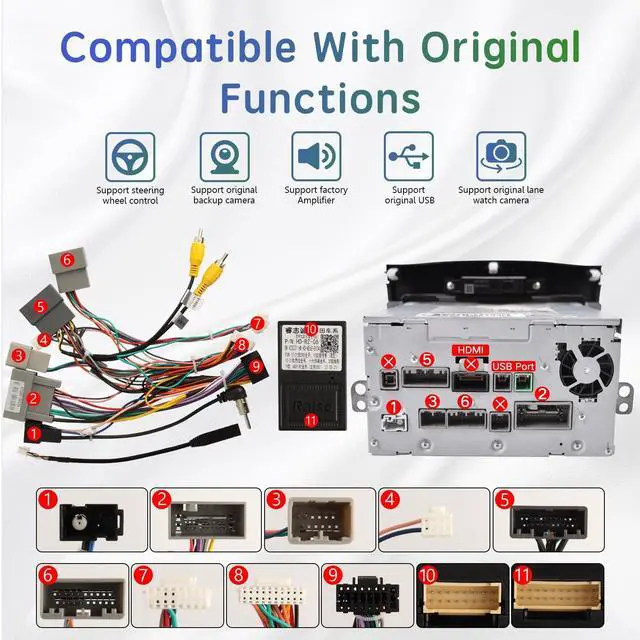 Alt view image 5 of 5 - ViaBecs 16PIN Car Radio Wire Harness with Canbus Adapter for 2015-2016 Honda CRV 2.4L, 2014-2015 Civic Support Steering Wheel Controls, Factory Backup Camera for Aftermarket Android Stereo Head Unit