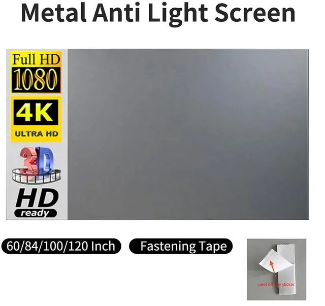 Alt view image 5 of 5 - Projector Screen, 3D/4K/1080p HD Portable Projector Screen Outdoor Projector Screen for Movies, Games, Sports Games, Photos, Documents, Education (Diochecr9n2apsv0-3)