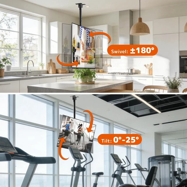 Alt view image 3 of 5 - PUTORSEN Ceiling TV Mount for 43-86 Inch, Adjustable Full Motion Bracket