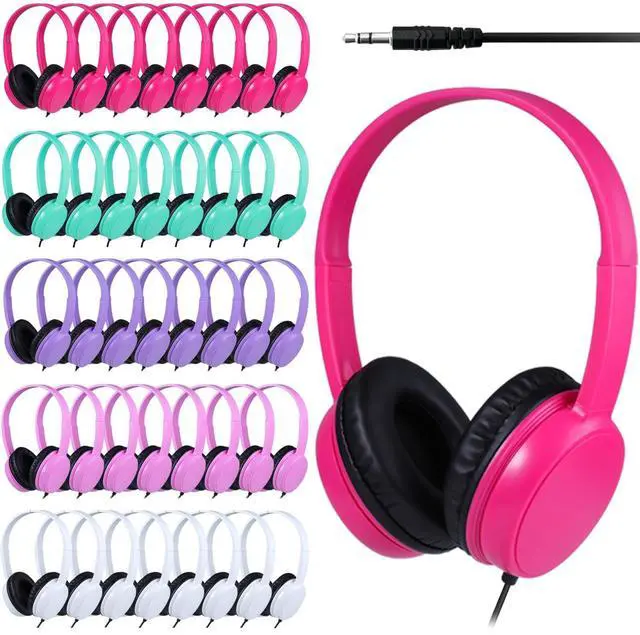 Main image of Gaosen 40 Pack Bulk Headphones for Classroom, Adjustable Wired Headset for Student School K-12 Class & Teachers, HQ Stereo Sound 3.5mm Jack for Laptop Tablets Chromebook (GS30, 40Mixed)