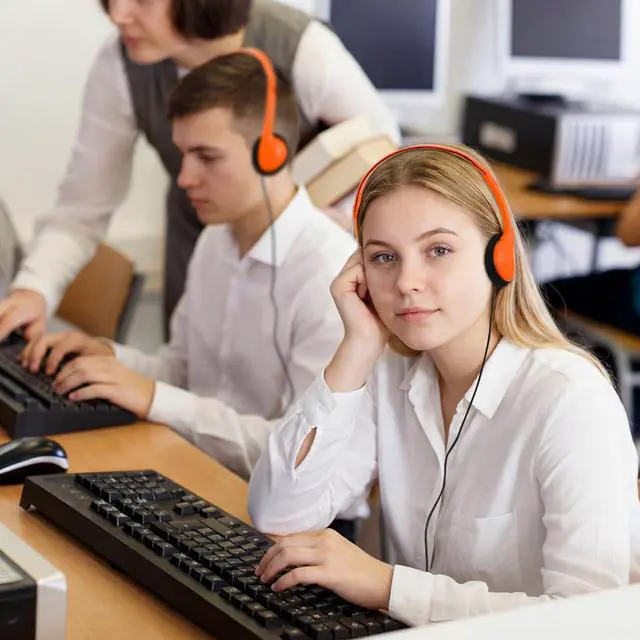 Alt view image 3 of 5 - Konohan 30 Pack Headphones Bulk Headphone for School Classroom Student Wired Headphones Adjustable with 3.5 mm Jack for Adults (Orange)