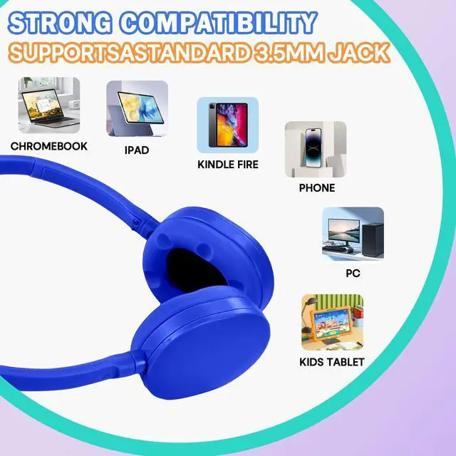 Alt view image 4 of 5 - CN-Outlet 25 Pack Kids Headphones Bulk for Classroom School,Durable Wholesale Wired On Ear Headphones for Kids Student Boys Girls Adults(Bule)