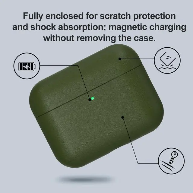 Alt view image 4 of 5 - BLBAISH Leather AirPods Pro 3 Case Handcrafted Vintage Genuine Leather AirPods Pro 3 Protective Cover All-Around Shockproof Protection AirPods Pro 3 Pro Protective Sleeve