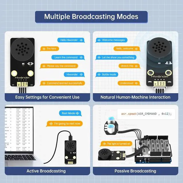 Alt view image 3 of 5 - AI Voice Module Voice Broadcasting Custom Wake Words Programmable Robot Sound Sensor for Arduino/Raspberry Pi/Jetson AI Voice Control Module