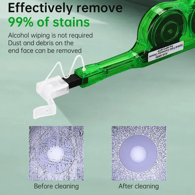 Alt view image 3 of 5 - Duogalia 2 Pack Fiber Optic Cleaner Tools Cleaning Pen for MPO/MTP Connector, Optical Connector Cleaner Over 600 Cleans Fiber Endface Cleans & Optical Connector Cleans(Green)