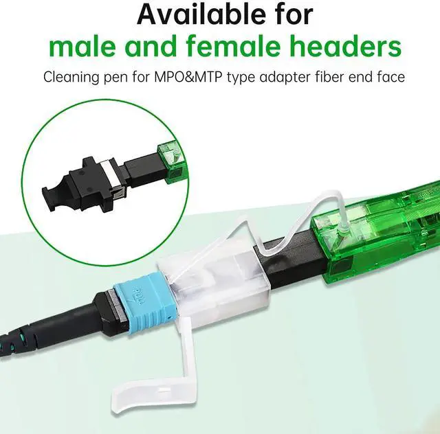 Alt view image 5 of 5 - Duogalia 2 Pack Fiber Optic Cleaner Tools Cleaning Pen for MPO/MTP Connector, Optical Connector Cleaner Over 600 Cleans Fiber Endface Cleans & Optical Connector Cleans(Green)