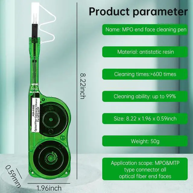 Alt view image 2 of 5 - Duogalia 2 Pack Fiber Optic Cleaner Tools Cleaning Pen for MPO/MTP Connector, Optical Connector Cleaner Over 600 Cleans Fiber Endface Cleans & Optical Connector Cleans(Green)