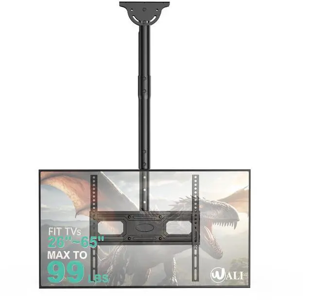 Main image of WALI Ceiling TV Mount Long Arm, Full Motion Adjustable Bracket Fits Most LED, LCD TVs 26 to 65 inch, up to 99lbs, Height Extension up to 35.8 Inch, Mounting Holes up to 400x400mm (CM2665XL-P), Black