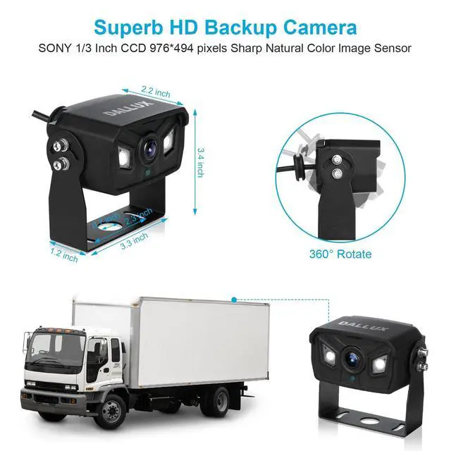 Alt view image 5 of 5 - Bus Truck Vehicle Backup Cameras Wide View Angle Cab Cam Rearview Reverse Waterproof Night Vision 4 Pin Camera for Travel Trailer/Pickup/Van/Oversize Truck/Fifth Wheel/RV Camper/Motor Home (12-24V)