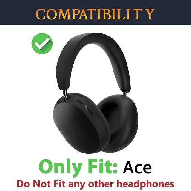 Alt view image 2 of 5 - SOULWIT Earpads Replacement for Sonos Ace Wireless Over Ear Headphones, Ear Pads Cushions with Soft Protein Leather, High-Density Foam - Black