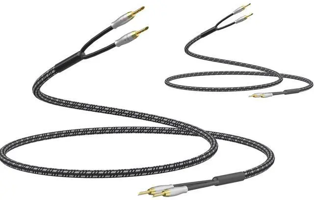 Main image of Preffair 1 Pair 14AWG/2mm2 HiFi Speaker Cable OFC Copper BFA Style Banana Plugs Speaker Wires Gold Plated for Amplifier, A/V Systems Theater (White-Black, 10 feet)