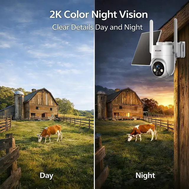 Alt view image 5 of 5 - SOLIOM 4G LTE Cellular Security Camera, No WiFi Security Camera for Remote Areas, Solar Powered Wireless Outdoor Camera, 2K Color Night Vision, 360 Pan & Tilt, PIR Motion Detection, Off-Grid S9