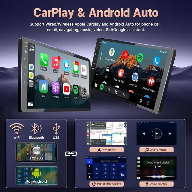 Alt view image 3 of 5 - KuTaiTai Car Radio Stereo for Toyota Tundra 2007-2013 Toyota Sequoia 2008-2018 - 2+32GB 10.1 Inch Touch Screen Head Unit with Wireless Apple Carplay Android Auto Mirrorlink in-Dash GPS Backup C
