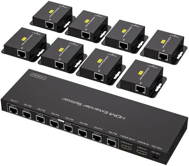 Main image of VPFET HDMI Extender Splitter Over Ethernet 1 in 8 Out Cat5e or 6 Up to 165FT 50m HD1080P 60Hz 3D with Port Loop Out Support EDID POC Suitable for Projection Exhibition Presentations